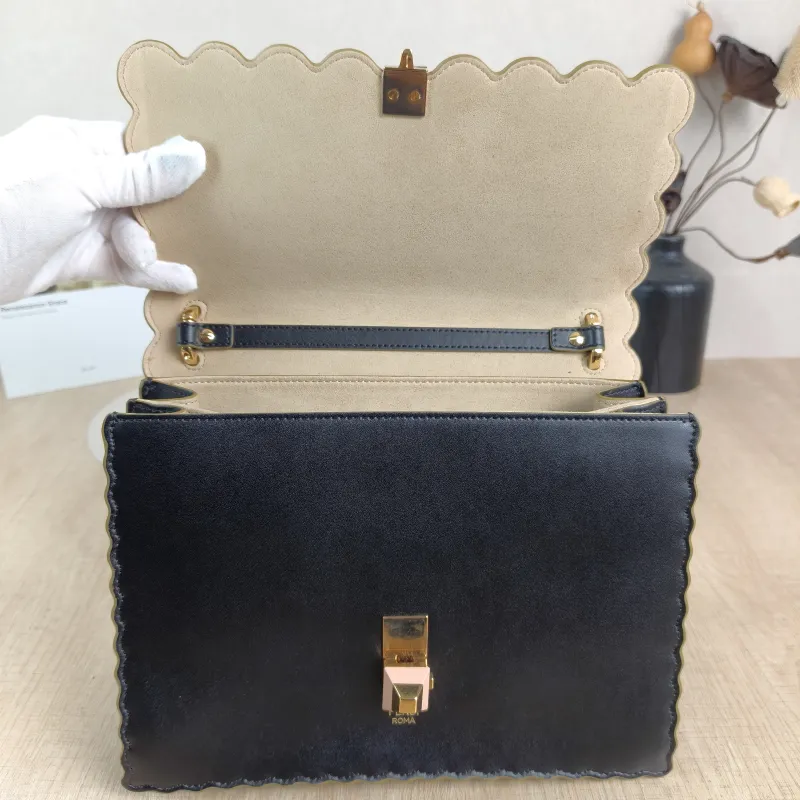 FENDI Crossbody Bag Kan I Crossbody Bag Black Calfskin Medium25 × 11 × 19 cm — detail view 6 of 12