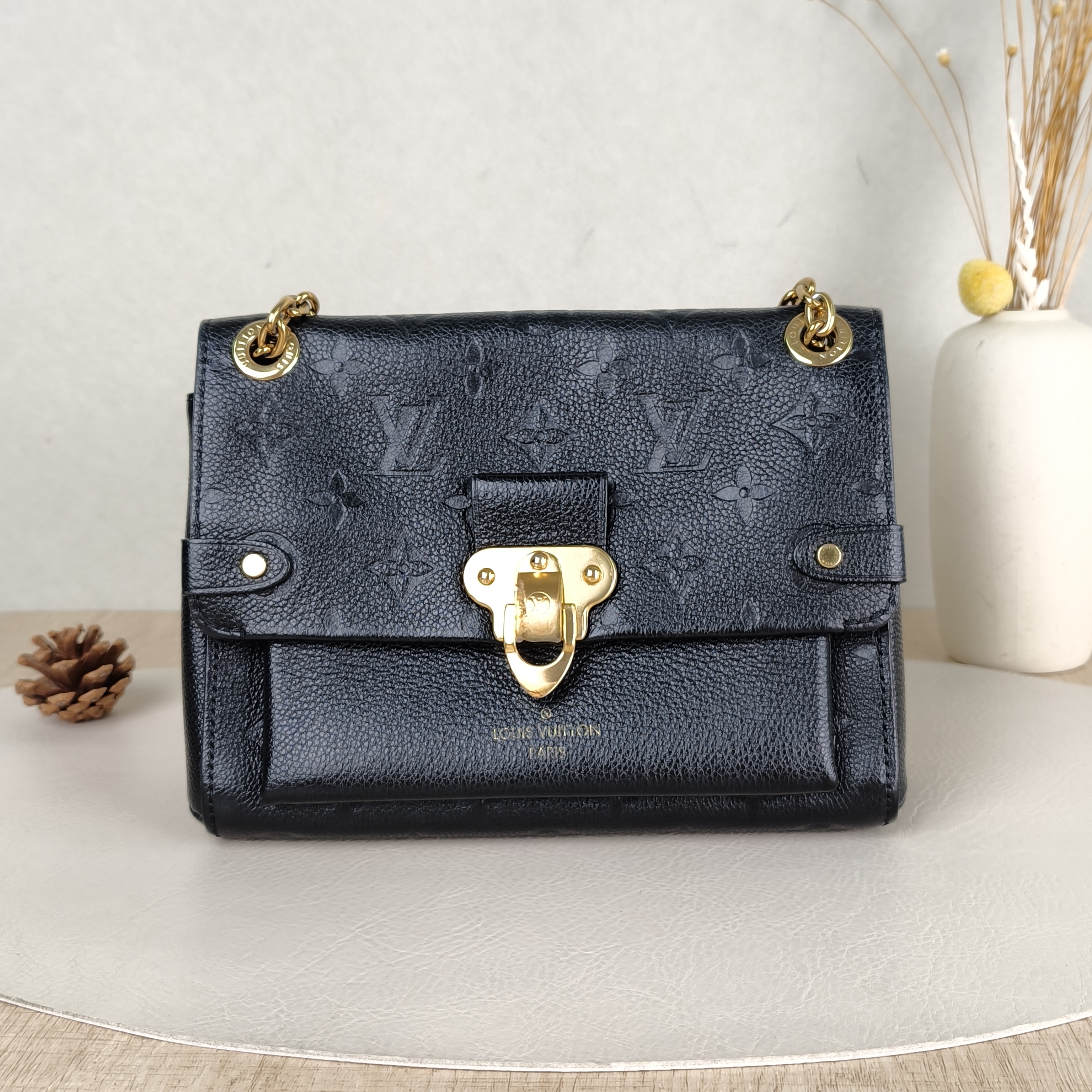 Louis Vuitton Shoulder Bag VAVIN Black Empreinte Embossed Calfskin Monogram BB20.5 × 8 × 15.5 cm