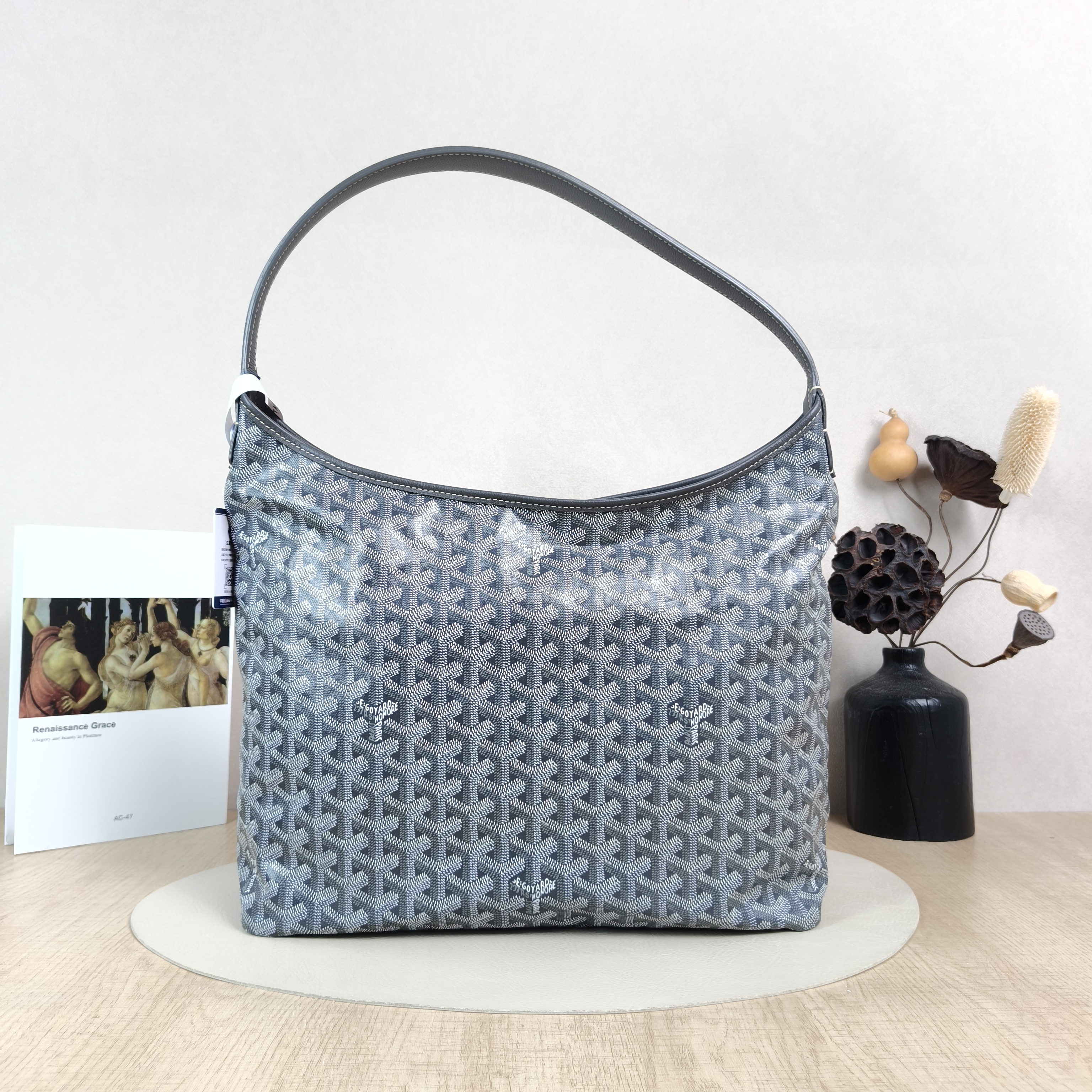 GOYARD Shoulder Bag Boheme Hobo​Grey ine Canvas Small34 × 14 × 27 cm