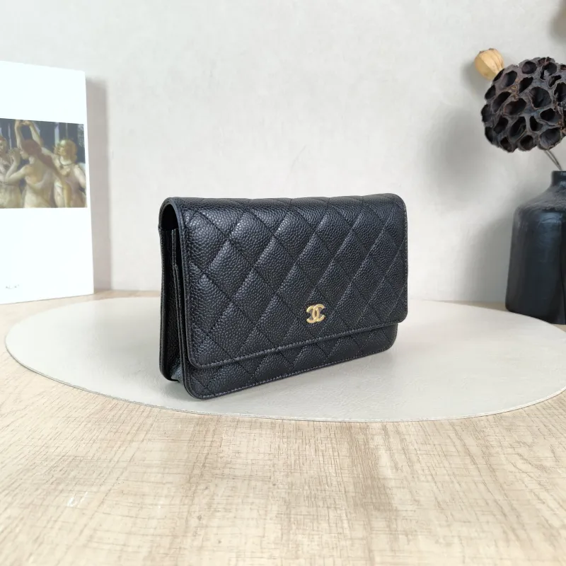 Chanel Crossbody Bag Classic Flap WOC CF WOCWOC Bag Black Grained Calfskin Mini 19.2 × 3.5 × 12.3 cm — cover view 5 of 6