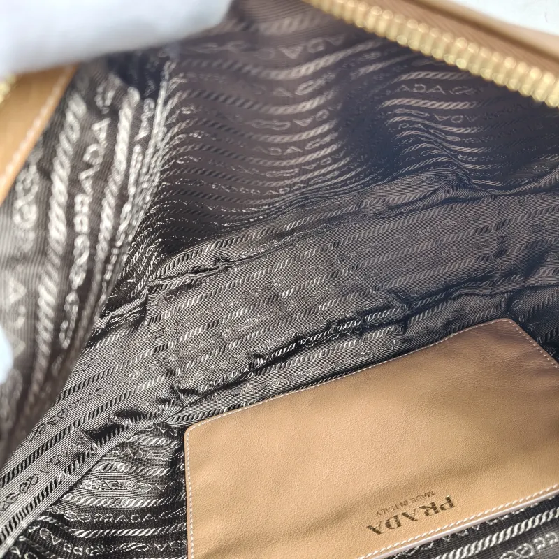 PRADA Shoulder Bag Arqué Brown Calfskin Large 35 × 8 × 22 cm — detail view 8 of 12