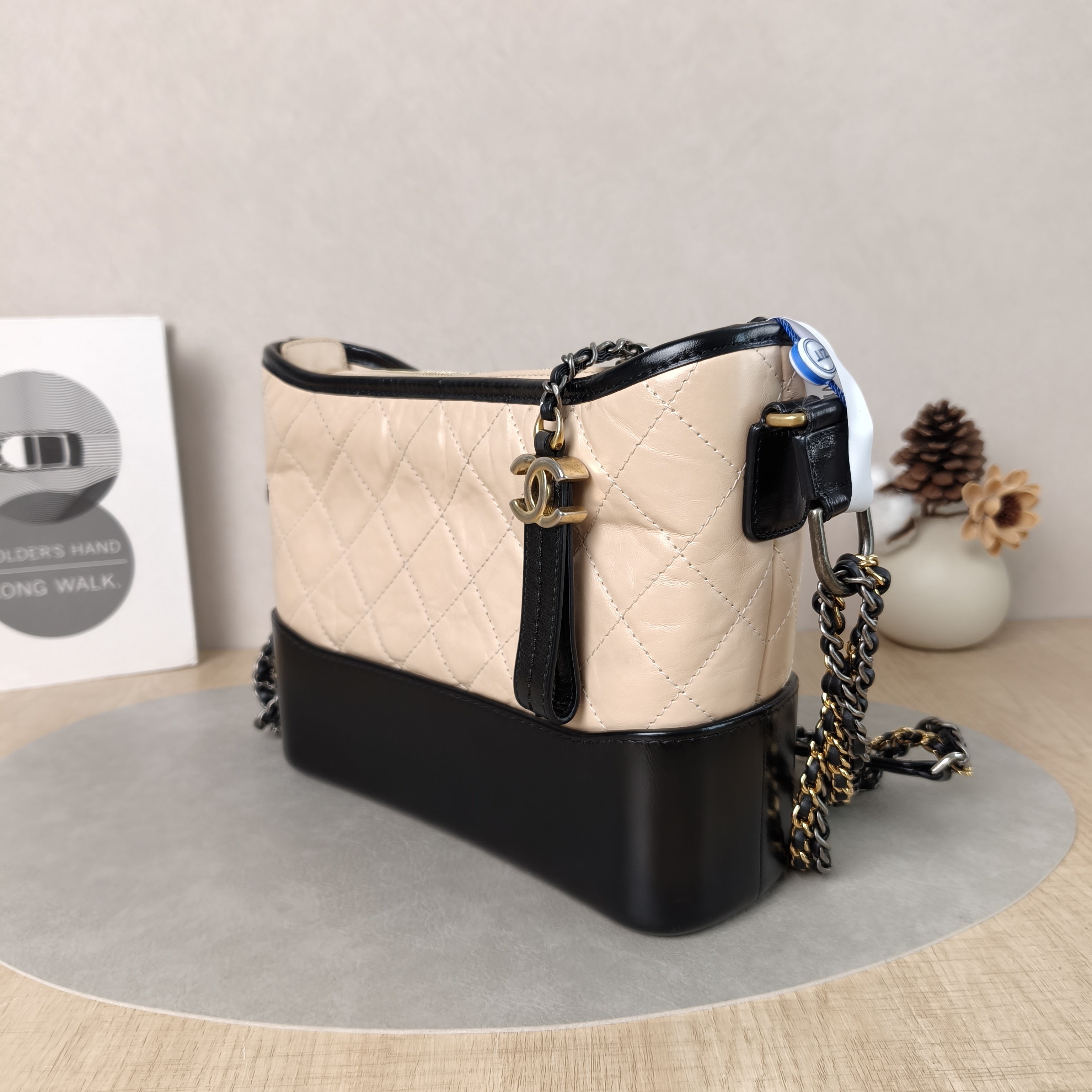 Chanel Crossbody Bag Gabrielle Gabrielle Bag Beige Black CC alfskin Medium26 × 9 × 20 cm — cover view 2 of 5