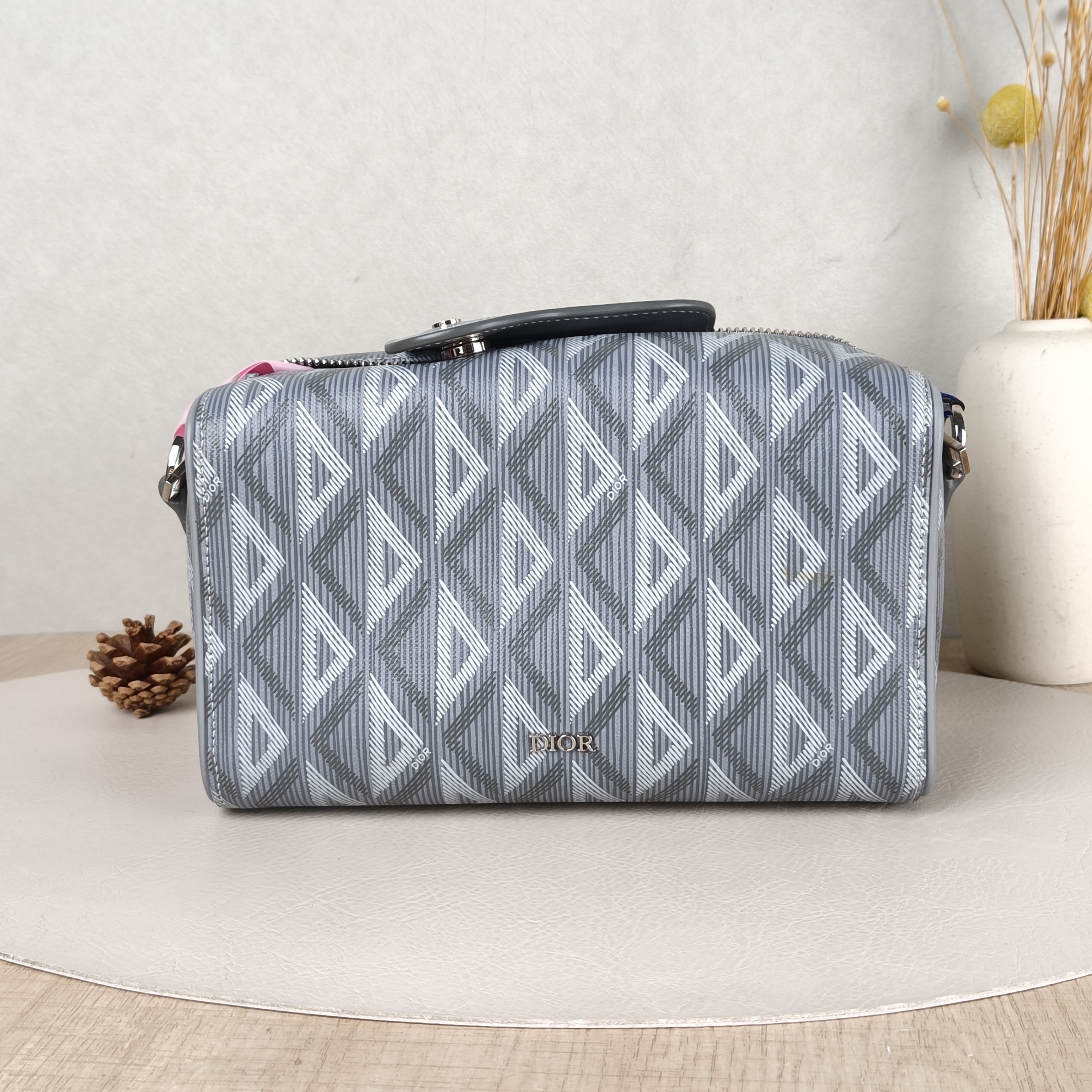 DIOR Crossbody Bag Lingot 22 Shoulder Bag Grey PVC One Size22 × 10.5 × 12.5 cm