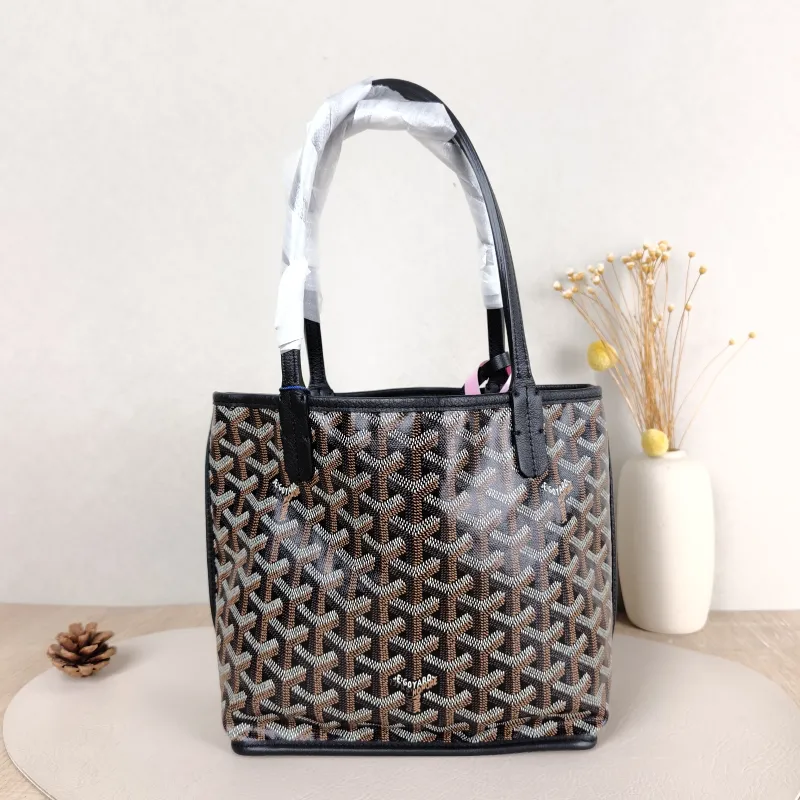 GOYARD Top Handle Bag ANJOU Shopping Tote Black ine Canvas Mini 19.5 × 9 × 19.5 cm — cover view 2 of 5
