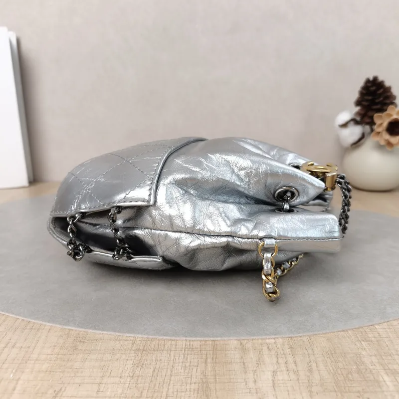 Chanel Crossbody Bag Gabrielle Collection Bucket Bag Silver Calfskin 20 × 6.5 × 22 cm — detail view 14 of 16