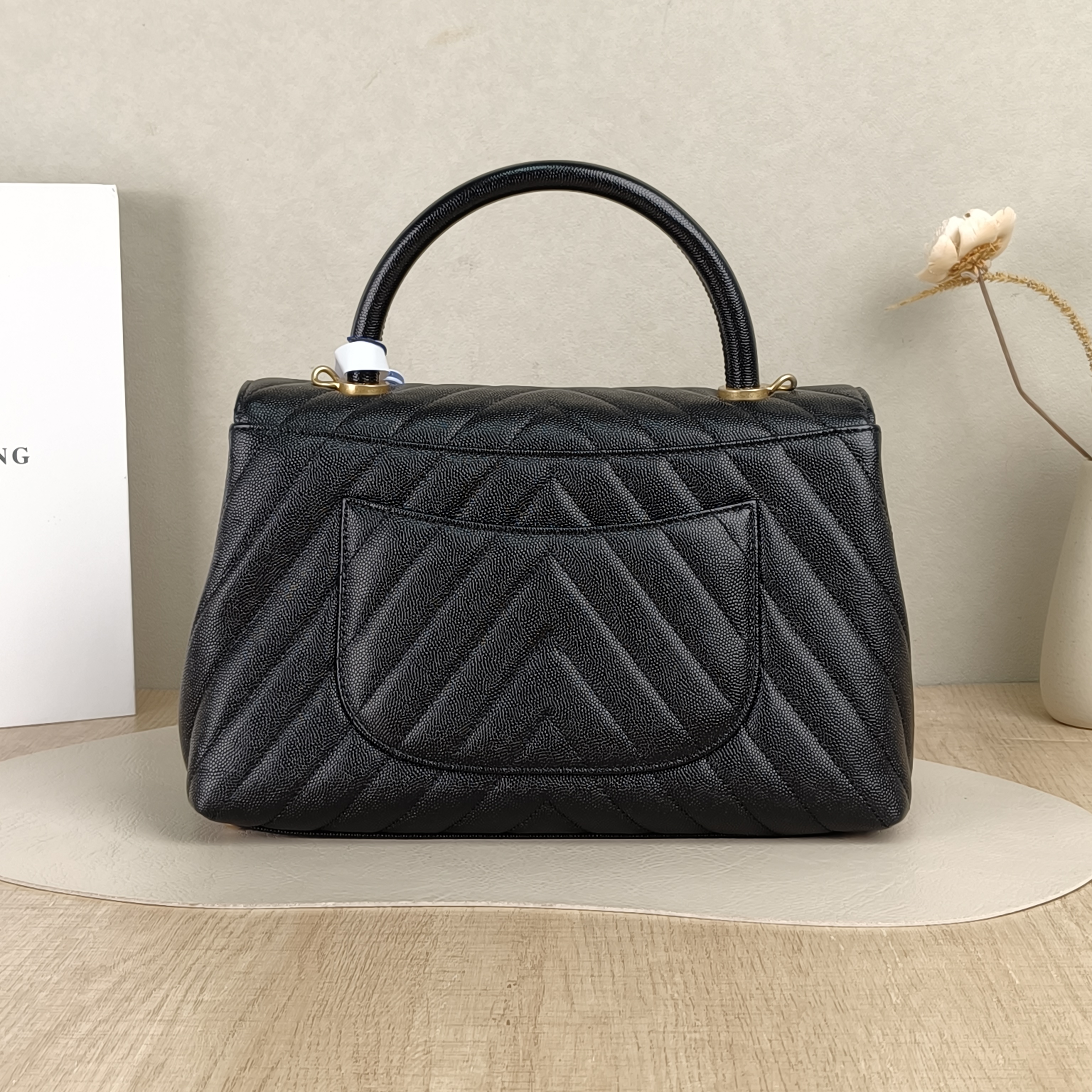 Chanel Top Handle Bag Coco Handle v Black Grained Calfskin Medium29 × 12 × 18 cm — cover view 3 of 5