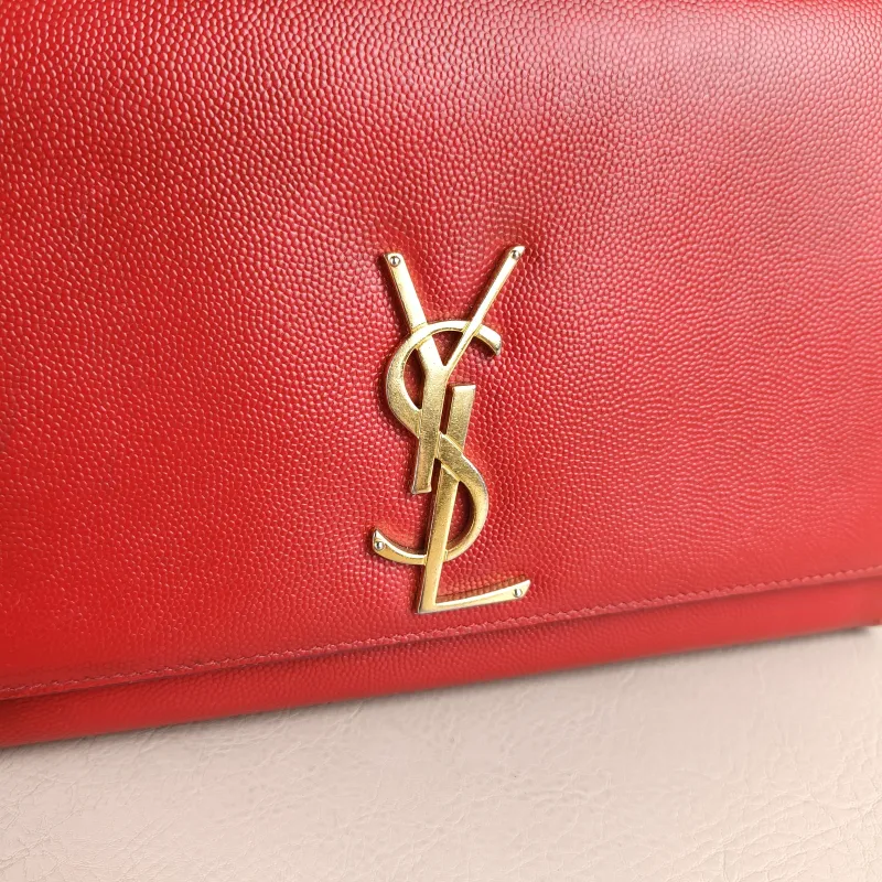 SAINT LAURENT Crossbody Bag KATE Red Calfskin Medium 24 × 5.5 × 14.5 cm Conditioned — detail view 5 of 10