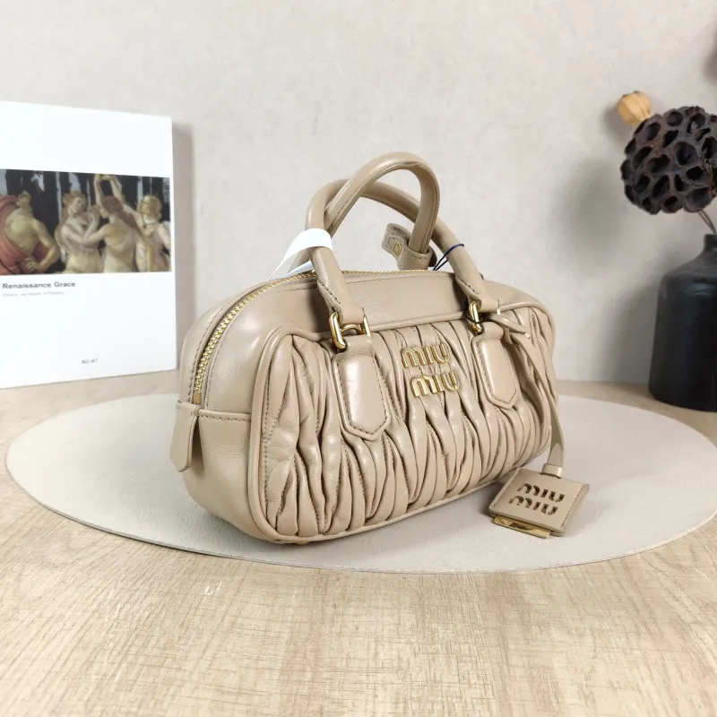 Miumiu Top Handle Bag Arcadie MatelasséCollection Edition Beige Lambskin Medium22 × 7.5 × 10.5 cm — cover view 6 of 6