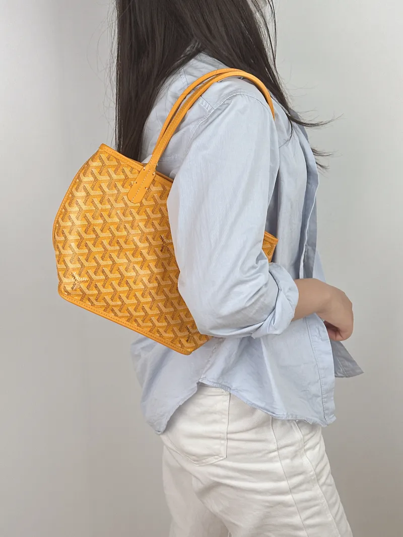 GOYARD Top Handle Bag ANJOU Shopping Tote Yellow PV Cmini19.5 × 9 × 19.5 cm — on-model view 1 of 2