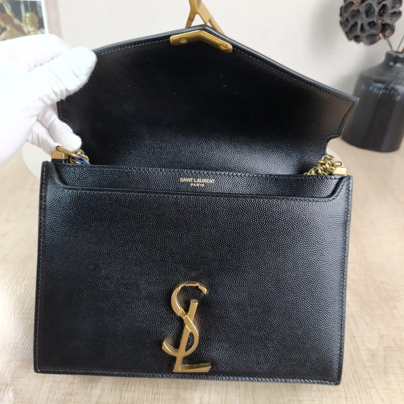 SAINT LAURENT Crossbody Bag Cassandra Black Grained Calfskin Medium 22 × 5.5 × 16.5 cm — detail view 9 of 13