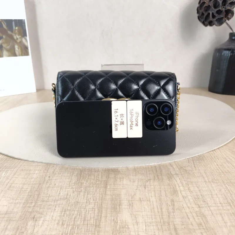 Chanel Crossbody Bag C Logo Crossbody Bag Black Lambskin One Size 17.5 × 4 × 9.5 cm — cover view 2 of 6