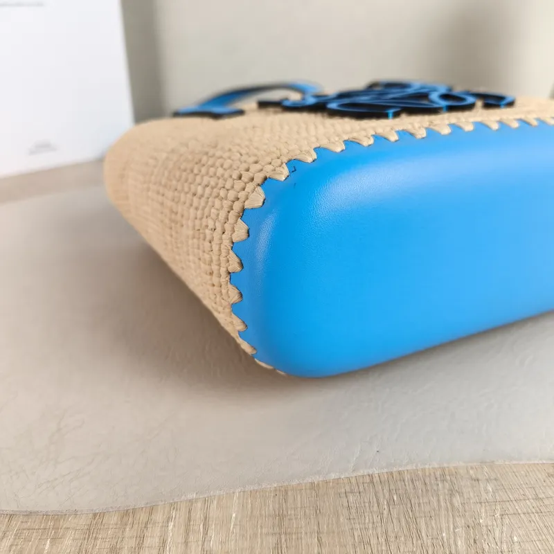 LOEWE Top Handle Bag basket anagram Blue Woven One Size 22 × 7 × 17 cm — detail view 5 of 9