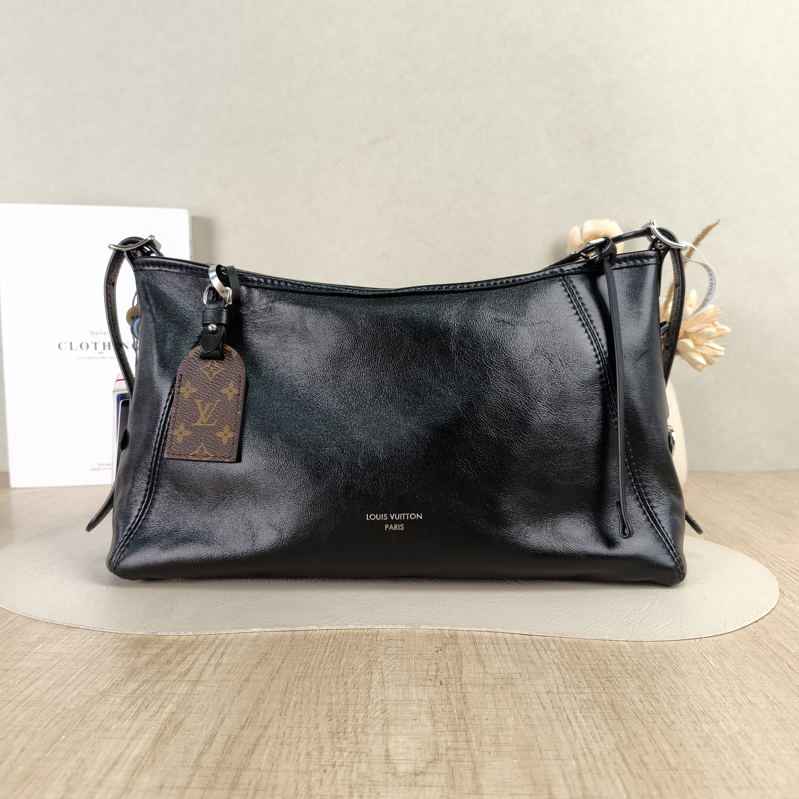 Louis Vuitton Shoulder Bag Carryall East West Black Lambskin One Size36 × 10 × 19 cm