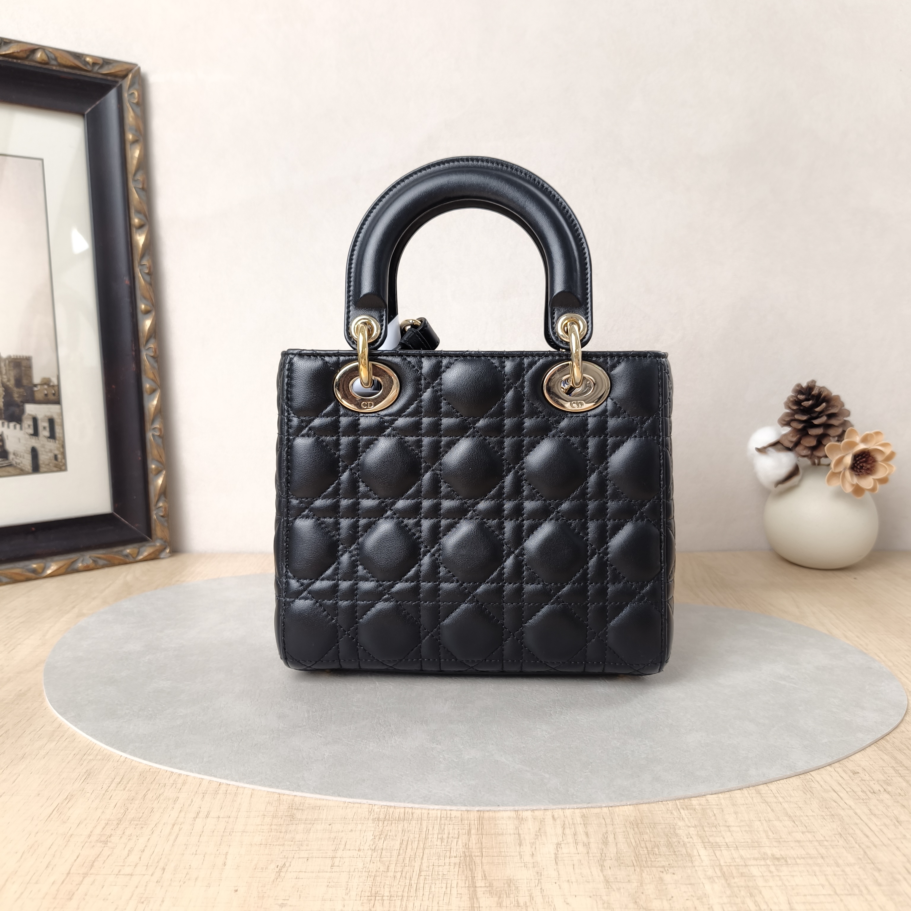 DIOR Top Handle Bag Lady Lady Dior Bag Black SL ambskin Small20 × 8 × 18 cm — cover view 6 of 10