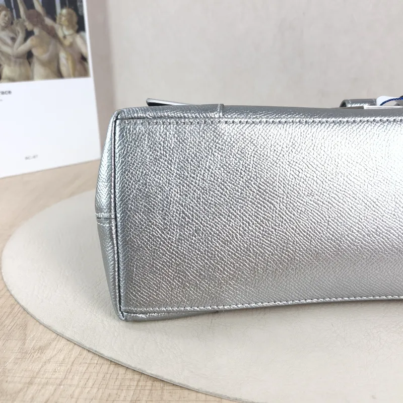 BALENCIAGA Shoulder Bag DOWNTOWN Silver Calfskin Small 30 × 10 × 17.5 cm — detail view 4 of 11
