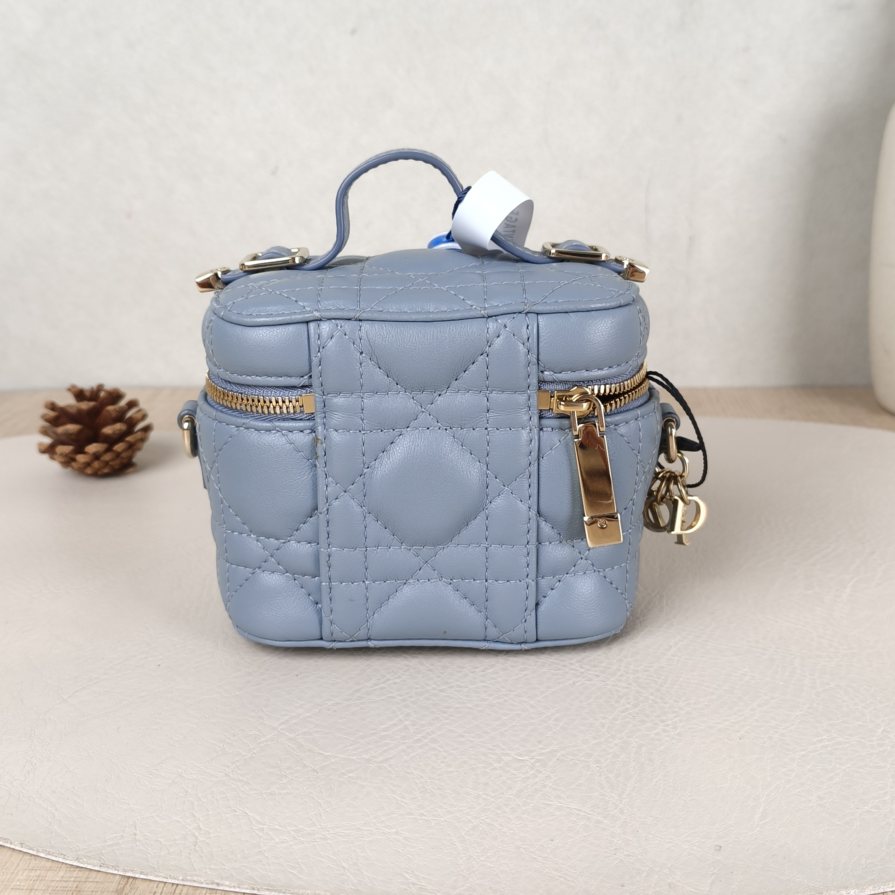 DIOR Crossbody Bag Lady Vanity Cosmetic Bag Blue Lambskin Mini11 × 7 × 10 cm — cover view 3 of 5