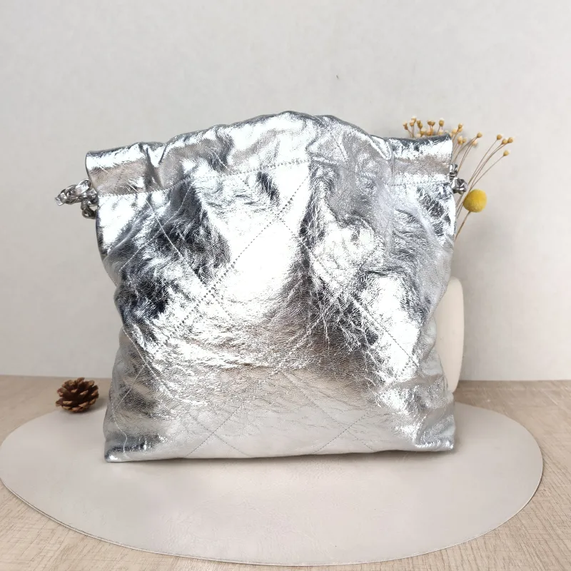 Chanel Shoulder Bag 22Bag Silver Calfskin Small 35 × 7 × 37 cm — cover view 3 of 5