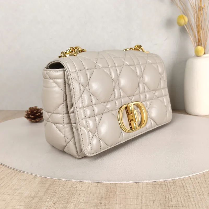 DIOR Crossbody Bag Caro Chain Bag Beige Calfskin Medium 25.5 × 9 × 15.5 cm — cover view 3 of 5