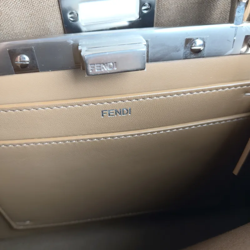 FENDI Crossbody Bag Peekaboo IS ee US mall Brown Velvet Small 27 × 11 × 21 cm — detail view 5 of 9
