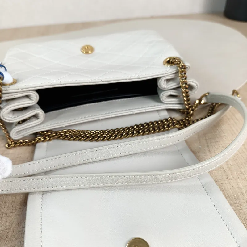 SAINT LAURENT Crossbody Bag NOLITA White SL ambskin Mini 18 × 6 × 13 cm — detail view 8 of 12
