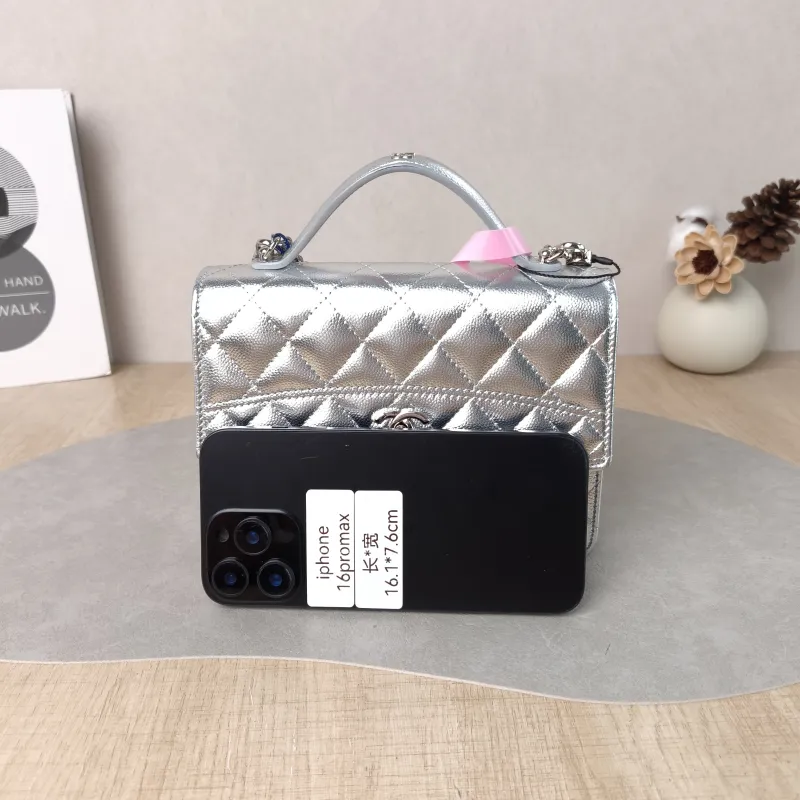 Chanel Backpack Backpack Silver Grained Calfskin One Size 18.2 × 5 × 14 cm — cover view 2 of 5