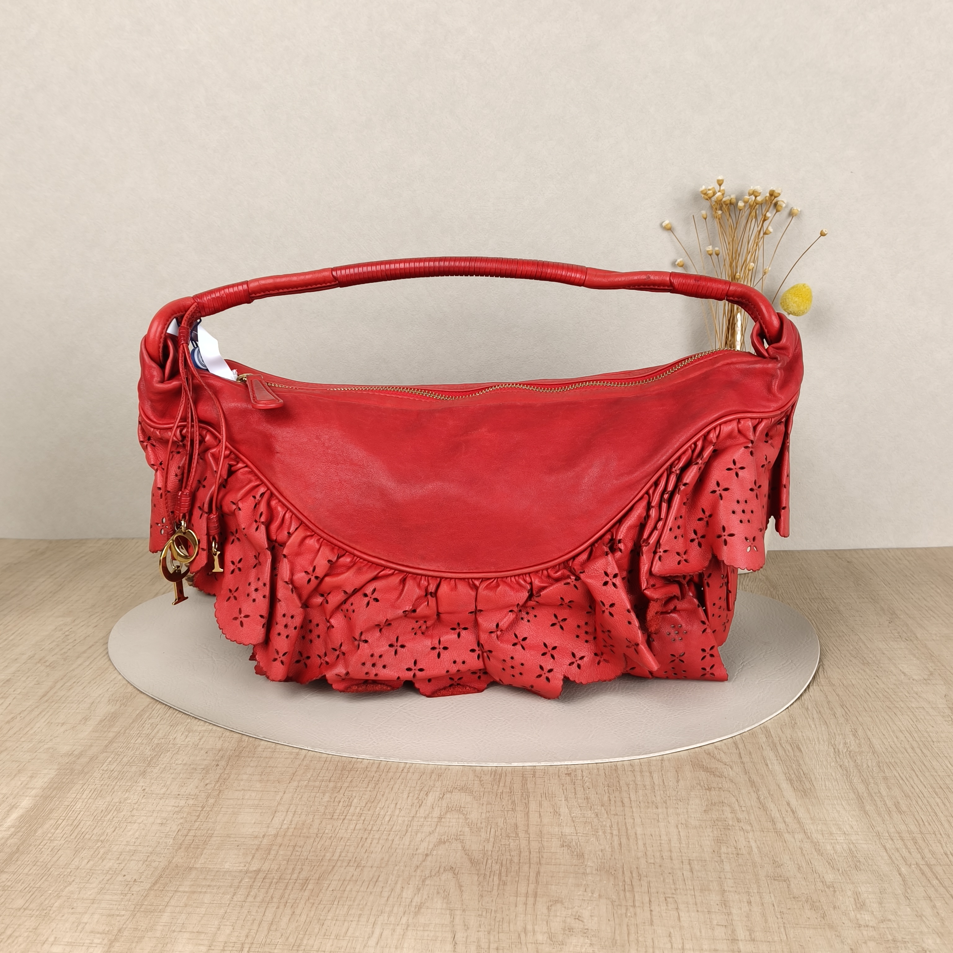 DIOR Top Handle Bag Vintage Top Handle Bag Red Lambskin One Size40 × 5 × 29 cm