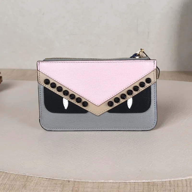 FENDI Wallet Wallet Grey White Pink PVC One Size13.5*8