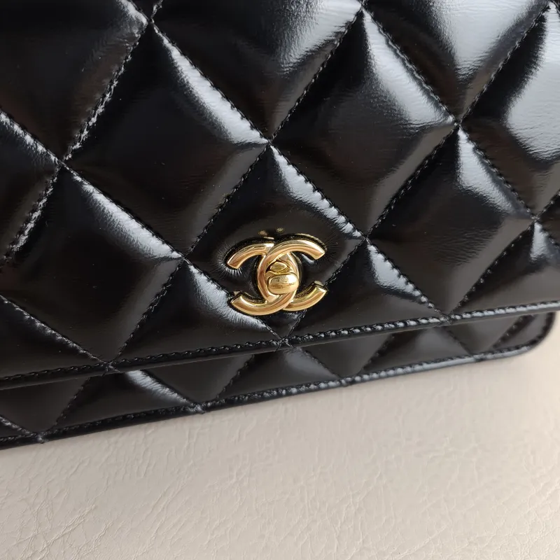 Chanel Crossbody Bag woc Black Waxed Leather One Size 19.2 × 3.5 × 12.3 cm — detail view 11 of 13