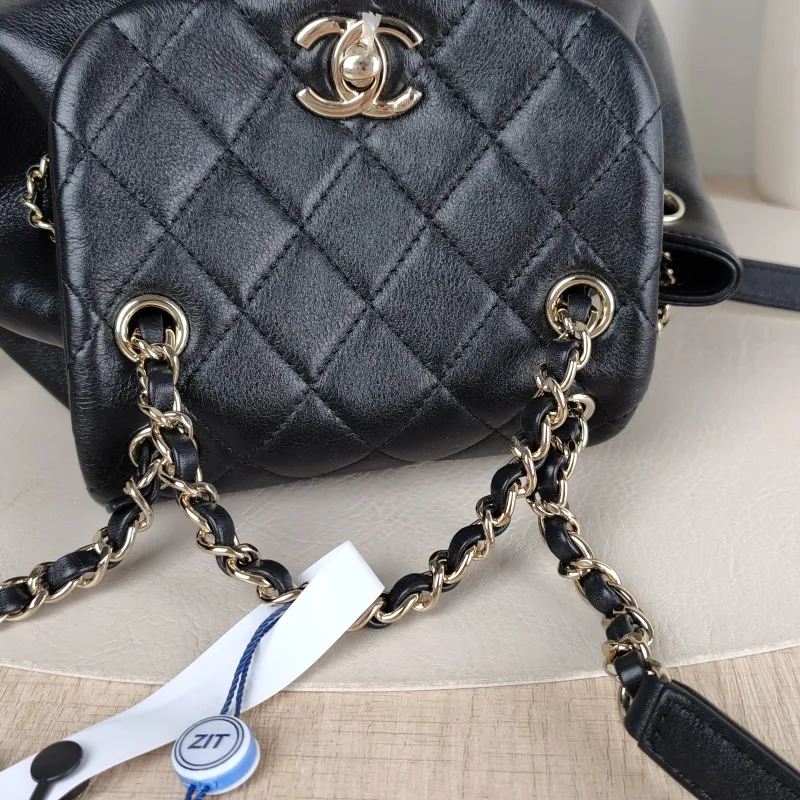 Chanel Backpack Duma Black Calfskin Small 18 × 12 × 18.5 cm — detail view 3 of 14