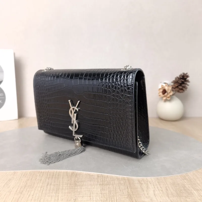 SAINT LAURENT Crossbody Bag KATE Edition Black Calfskin Medium 24 × 5.5 × 14.5 cm — cover view 4 of 5