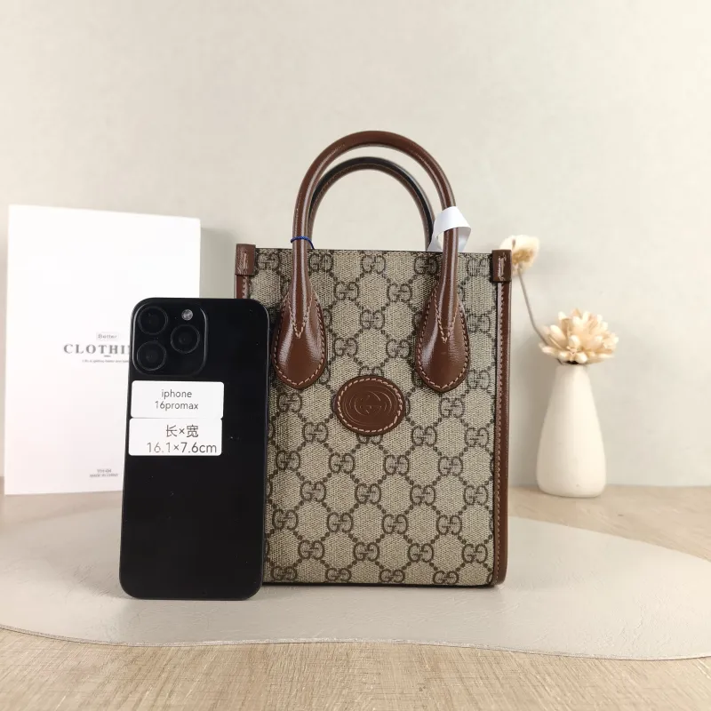 GUCCI Crossbody Bag GG Retro Collection Tote Bag Brown PVC Mini 16 × 7 × 20 cm — cover view 2 of 6