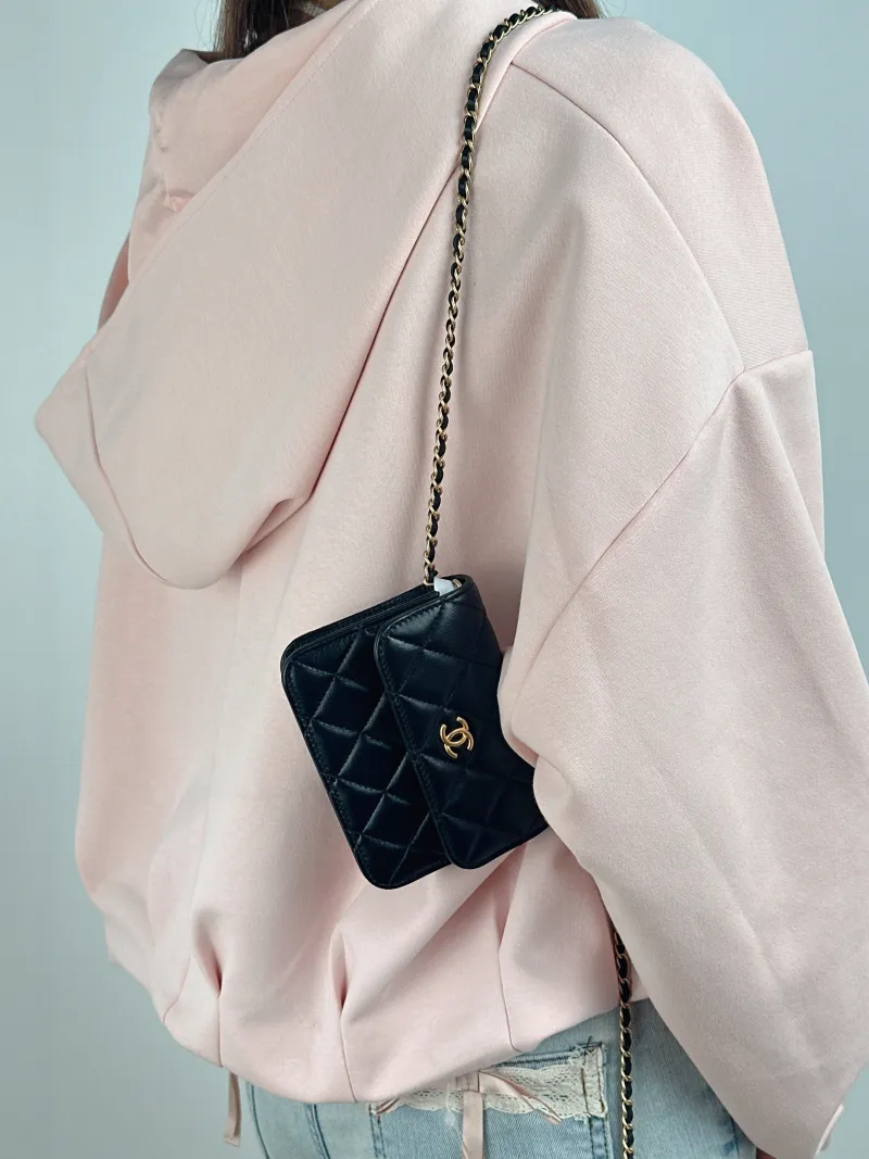 Chanel Crossbody Bag cf Collection Crossbody Bag Black Lambskin One Size 12 × 3 × 9 cm 31 — on-model view 2 of 2