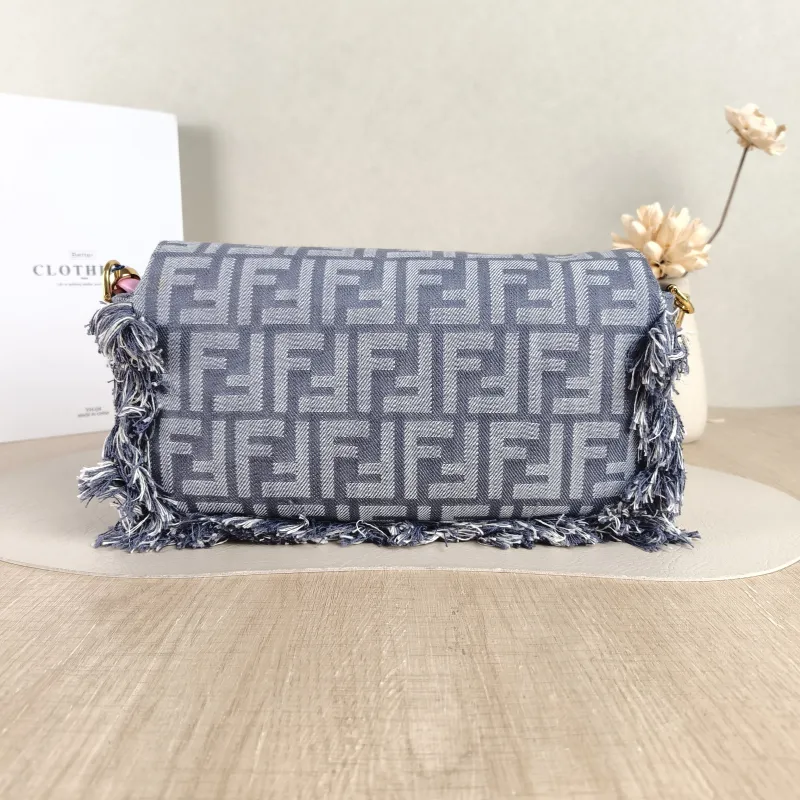 FENDI Crossbody Bag Baguette Baguette Bag Blue Canvas Medium 27 × 6 × 15 cm — cover view 5 of 5