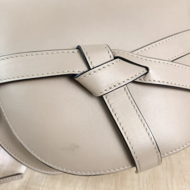 LOEWE Crossbody Bag Gate Grey Calfskin Medium 25 × 11.5 × 19 cm — detail view 10 of 12