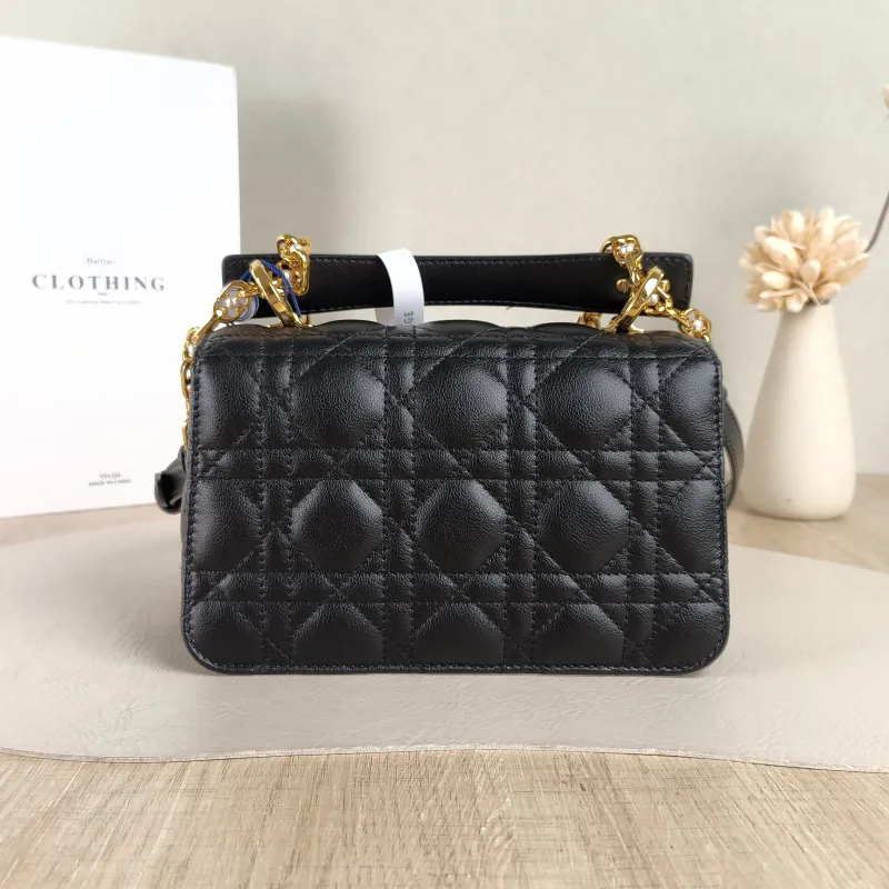 DIOR Crossbody Bag Jolie Top Handle Pearl Crossbody Bag Black Calfskin Mini 19 × 7 × 12 cm — cover view 2 of 5