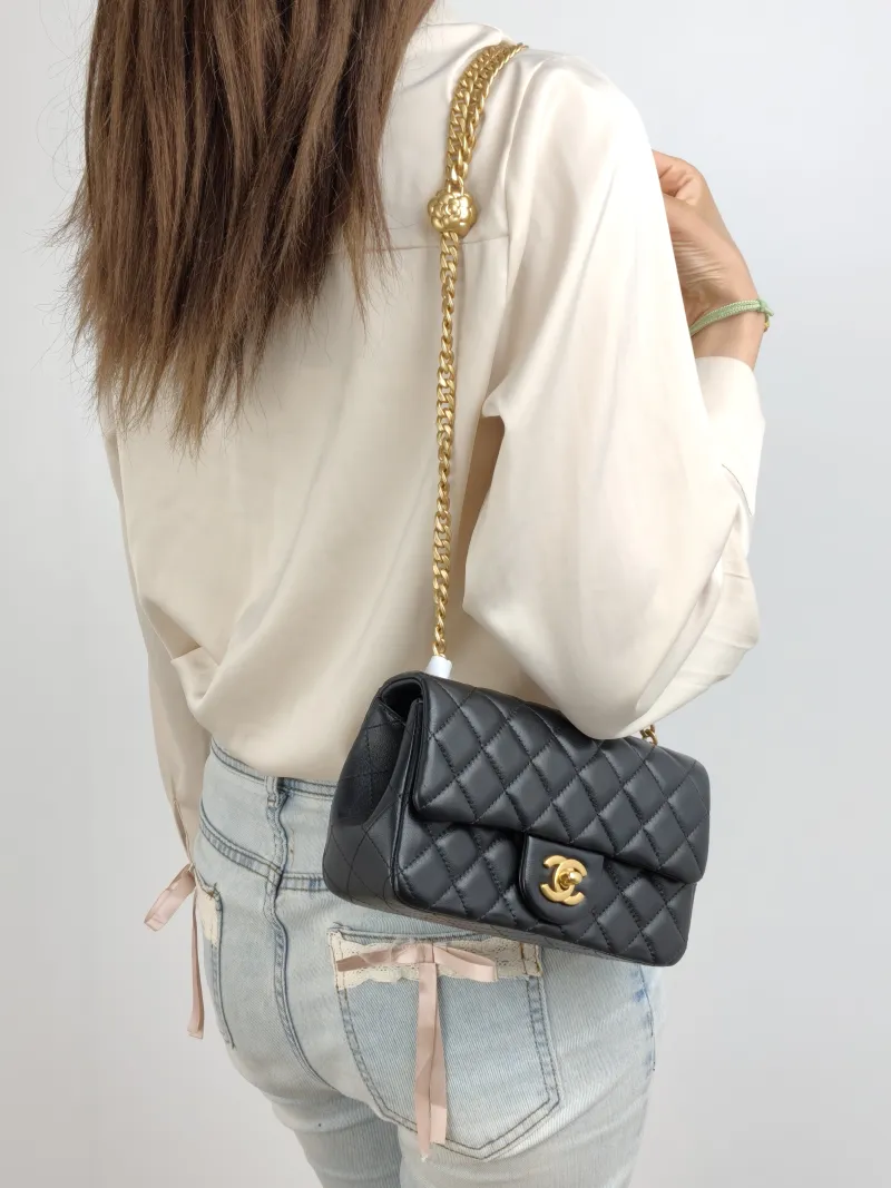 Chanel Crossbody Bag Classic Flap Large Mini CF Mini Black Lambskin mini 20 × 6 × 12 cm — on-model view 1 of 2