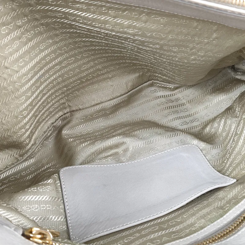 PRADA Top Handle Bag Tote Bag Grey Calfskin 27.5 × 13 × 21 cm — detail view 12 of 14