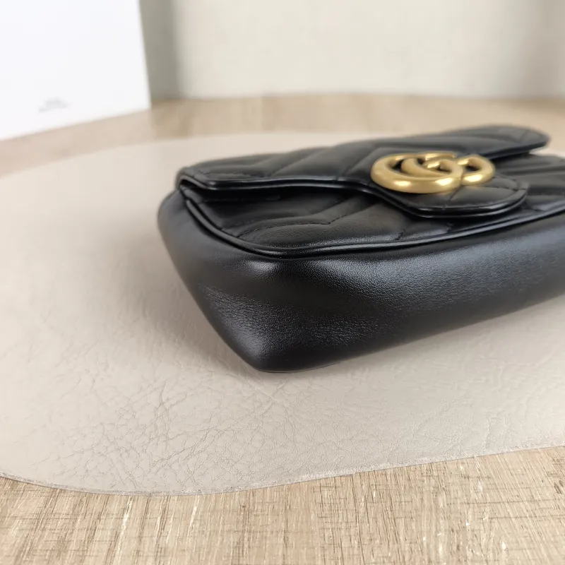 GUCCI Crossbody Bag GG Marmont Mini Marmont Mini Black Calfskin Mini 16.5 × 4.5 × 9.5 cm — detail view 8 of 11