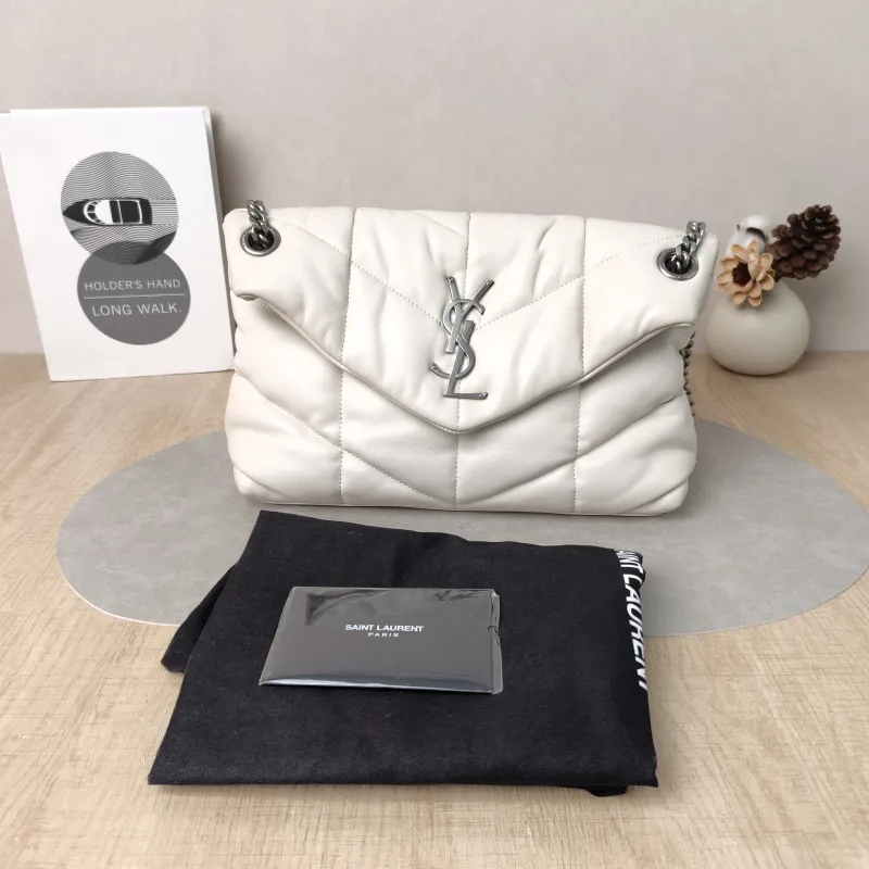 SAINT LAURENT Shoulder Bag PUFFER White Lambskin Small 29 × 11 × 17 cm — cover view 4 of 6
