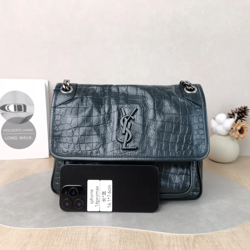 SAINT LAURENT Crossbody Bag Niki D Green Calfskin Medium 28 × 8.5 × 20 cm — cover view 2 of 5