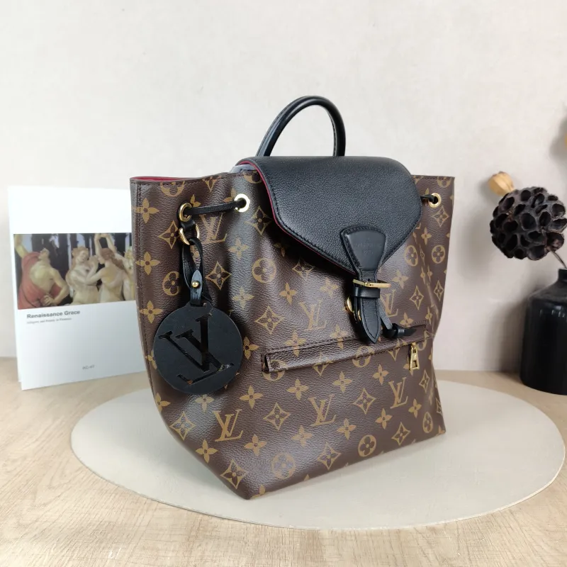 Louis Vuitton Backpack Montsouris Backpack Black PVC · Calfskin Small 27.5 × 14 × 33 cm — cover view 3 of 5