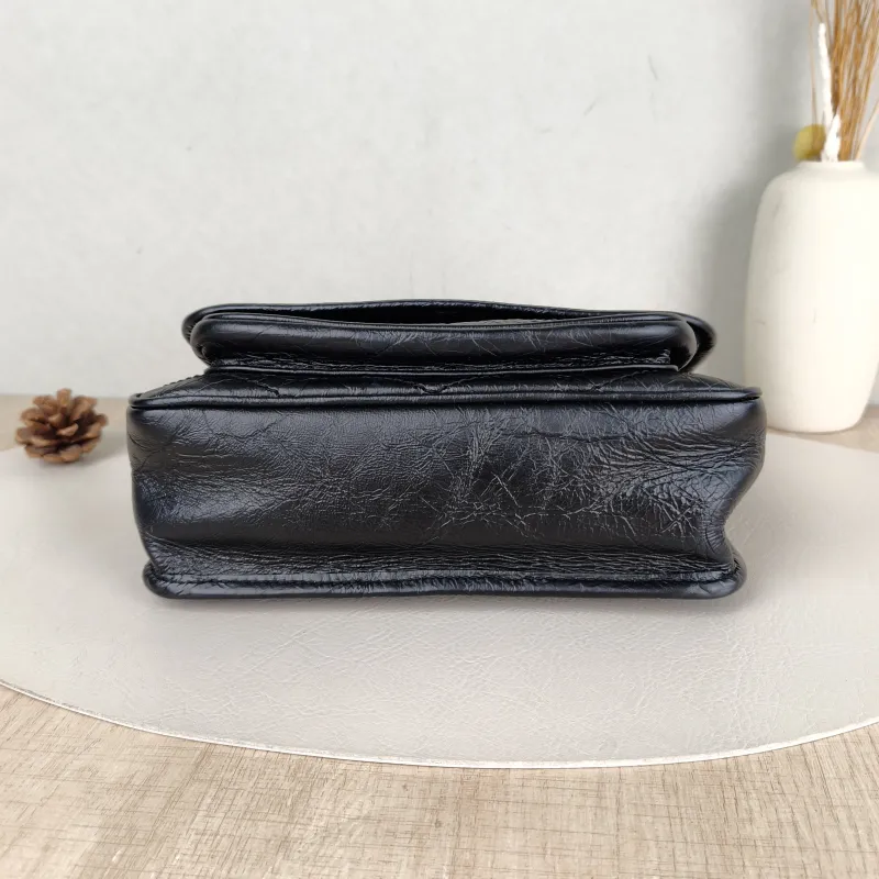 SAINT LAURENT Crossbody Bag Niki Black Waxed Leather Calfskin Small 21 × 7.5 × 16 cm — cover view 3 of 5
