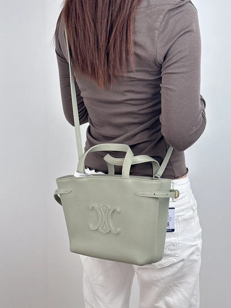 CELINE Shoulder Bag Anais Tote Bag Green Calfskin Mini 20 × 10 × 21 cm — on-model view 2 of 2