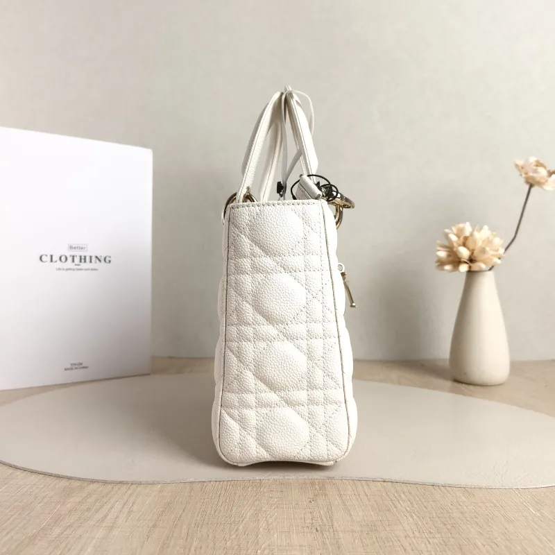 DIOR Top Handle Bag Lady Lady Dior Bag White Grained Calfskin Small20 × 8 × 18 cm — detail view 1 of 11