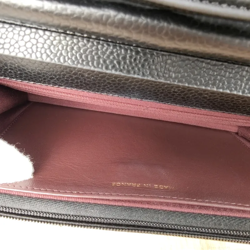 Chanel Crossbody Bag Classic Flap WOC CF WOCWOC Bag Black Grained Calfskin Mini 19.2 × 3.5 × 12.3 cm — detail view 9 of 11