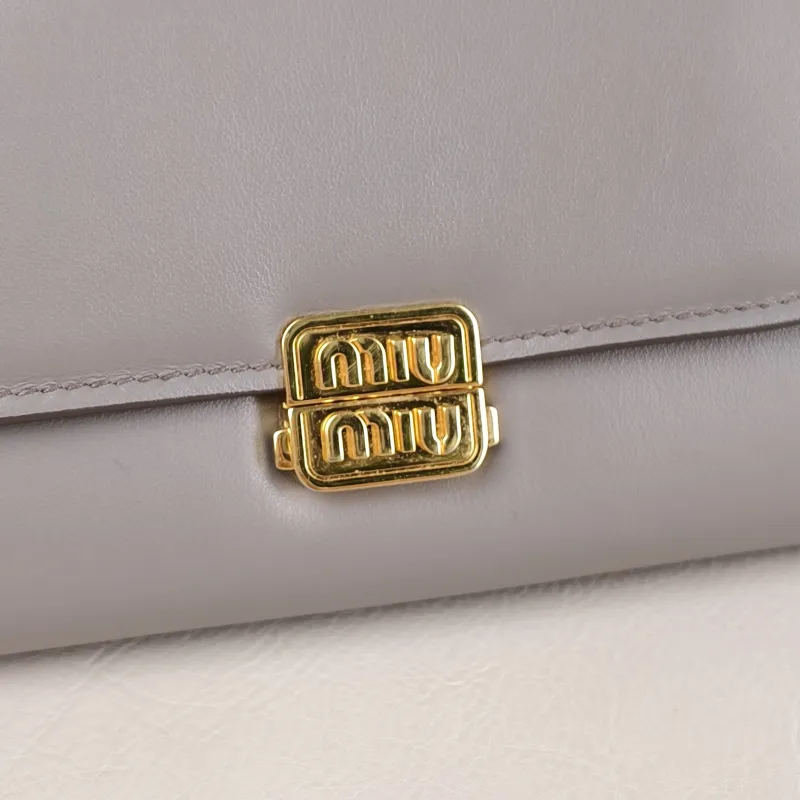 Miumiu Shoulder Bag Grey Calfskin One Size 26 × 9.5 × 14.5 cm — detail view 9 of 13