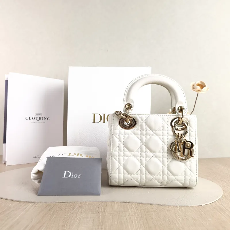DIOR Crossbody Bag Lady Lady Dior Bag White Lambskin Mini 17 × 7 × 15 cm — cover view 2 of 6