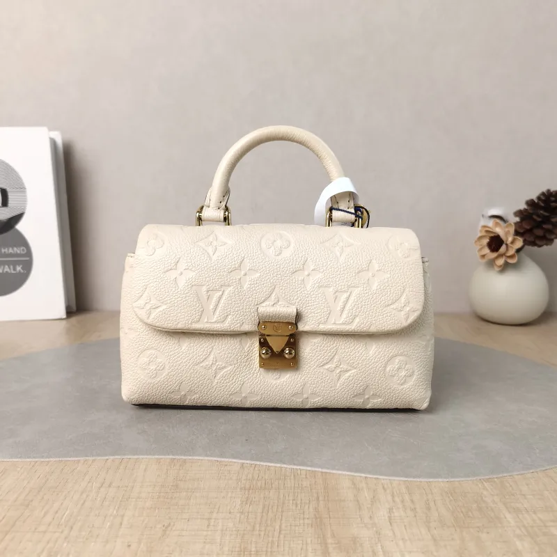 Louis Vuitton Crossbody Bag MADELEINE White Empreinte Embossed Calfskin nano 21 × 6 × 12.5 cm