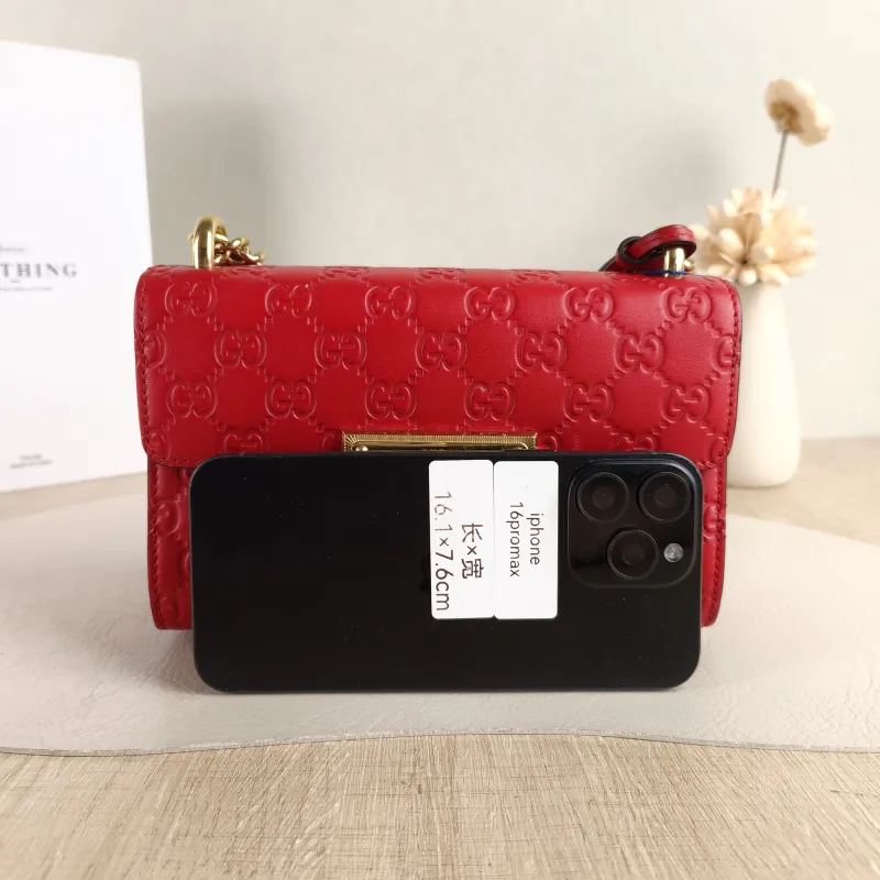 GUCCI Crossbody Bag Padlock Red Calfskin Small 20.5 × 7.5 × 13 cm — cover view 5 of 5