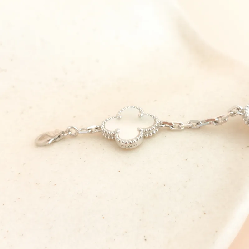 Van Cleef & Arpels Bracelet Alhambra Alhambra Collection Five-Motif Bracelet Pearl · White Mother-of-Pearl 18KW hite Gold Pearl Vintage Small 1.5 ×… — cover view 8 of 8